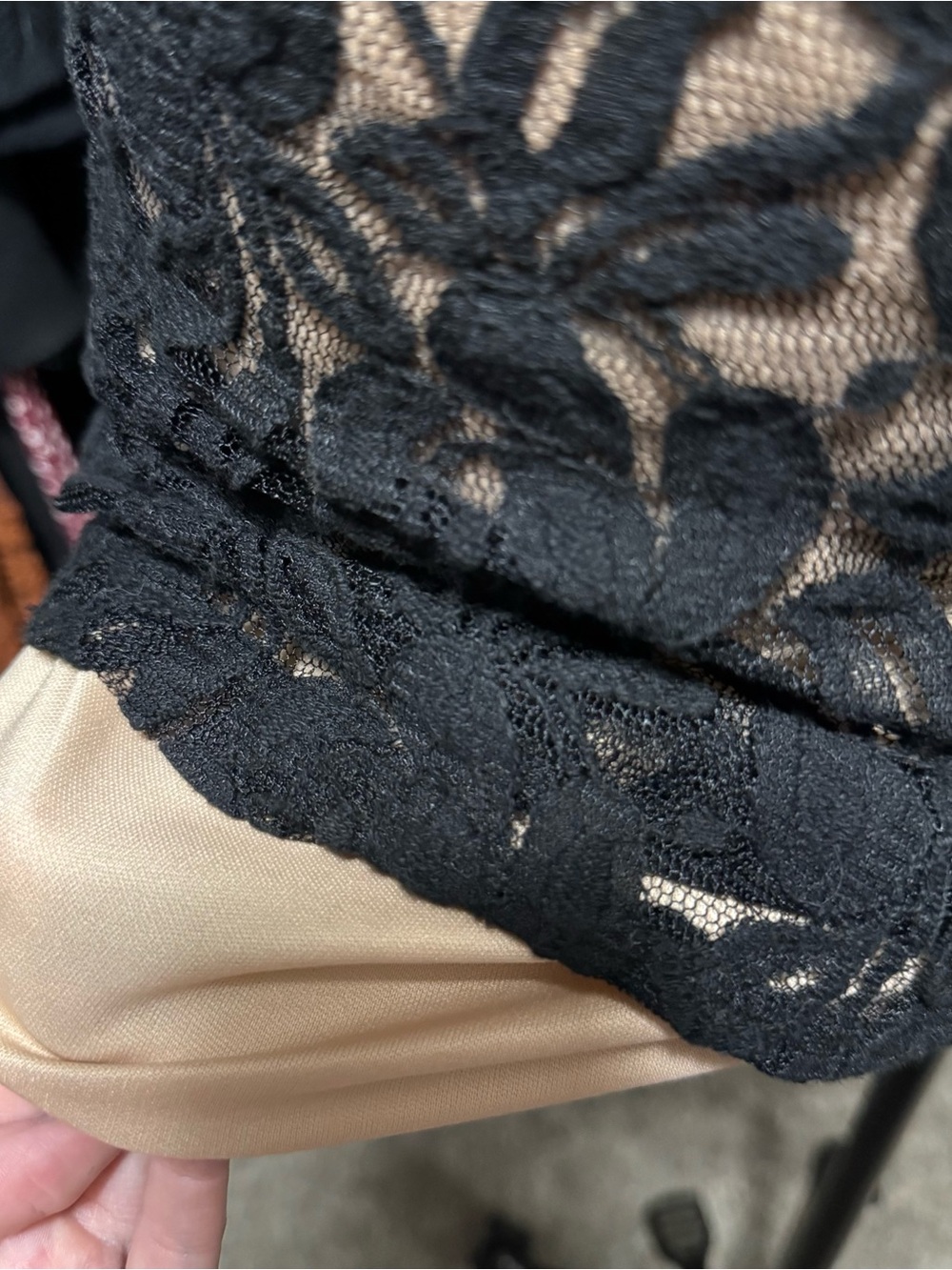 2000s Forever 21 Black Lace Strapless Mini Dress with Nude Underlay - Picture 5 of 6